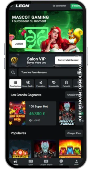 Lobby du casino avec Chicken Road disponible